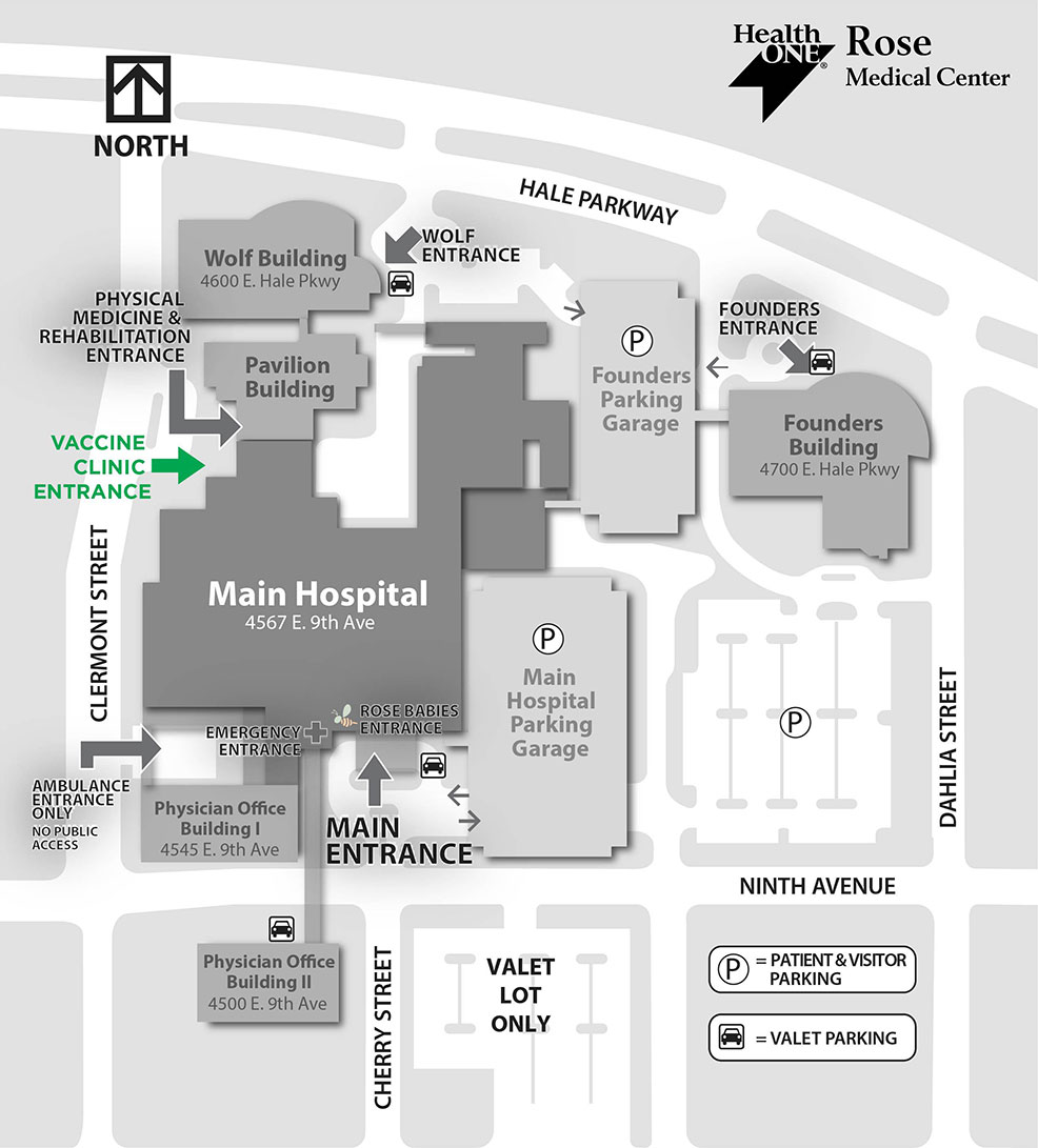 2021 RoseMedCtr Campus Map Vaccine Clinics 986x1091 
